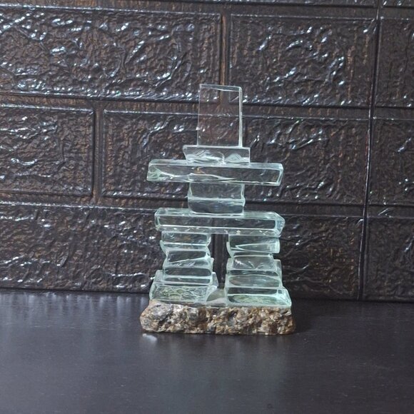 GLASS AND GRANITE 7 INCH TALL INUKSHUK HEAVY - Picture 4 of 7
